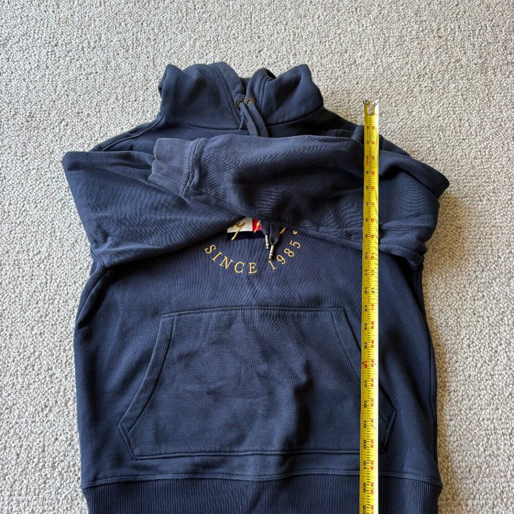 Tommy Hilfiger Hoodie Mens Small Navy Logo Preppy Classic Pullover - Picture 8 of 8